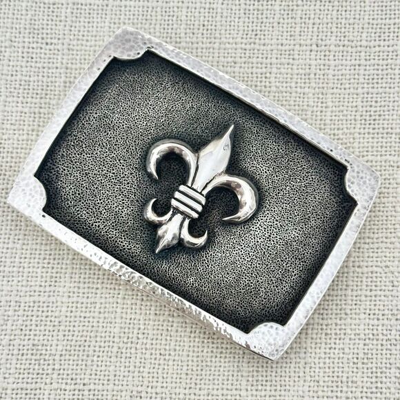 William Henry Fleur De Lis Sterling Silver Belt Buckle Luxury Western Limited